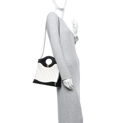 Chanel Patent Calfskin Quilted Mini 31 Shopping Bag White Black 2 of 9