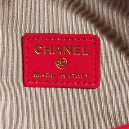 Chanel Lambskin Quilted Valentine Cosmetic Pouch Red 5 of 8