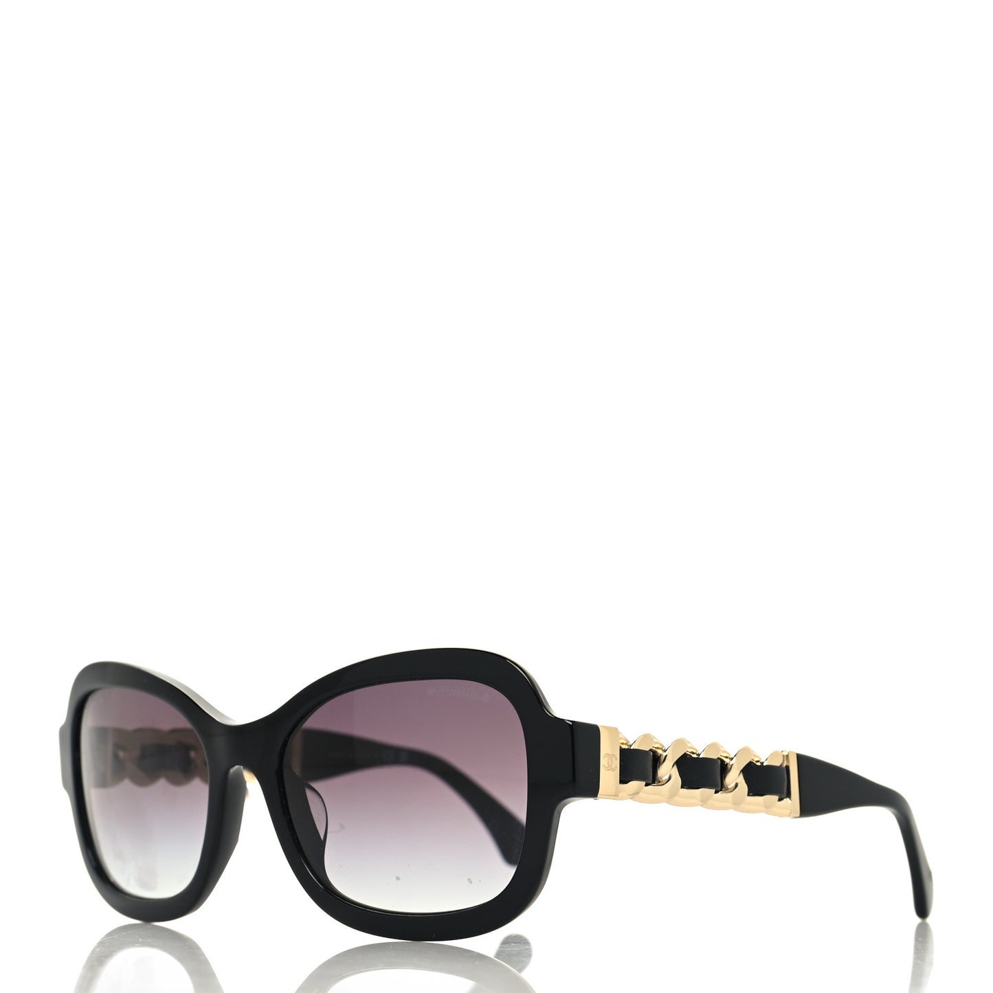 Acetate Metal Chain Square Sunglasses 5465 Black