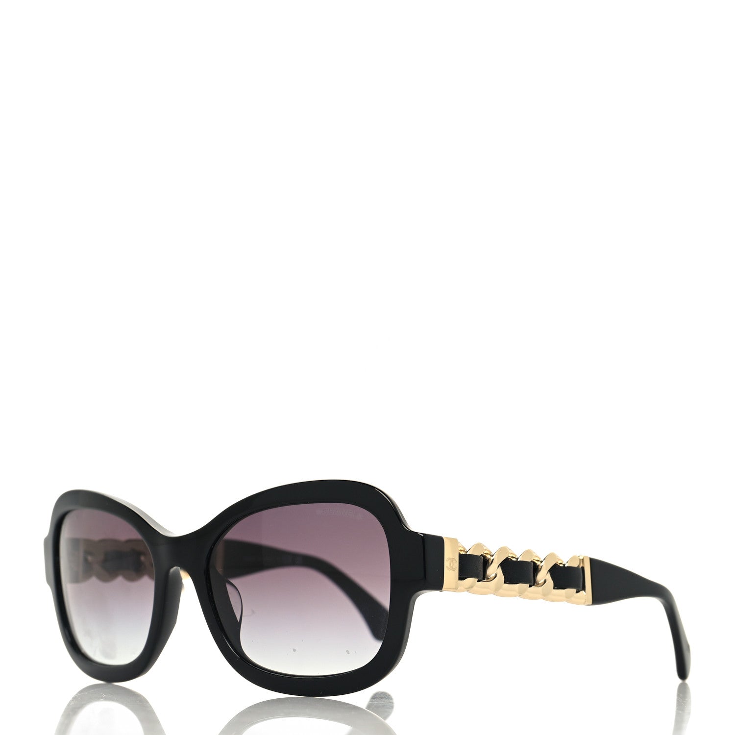 Chanel Acetate Metal Chain Square Sunglasses 5465 Black 1 of 8