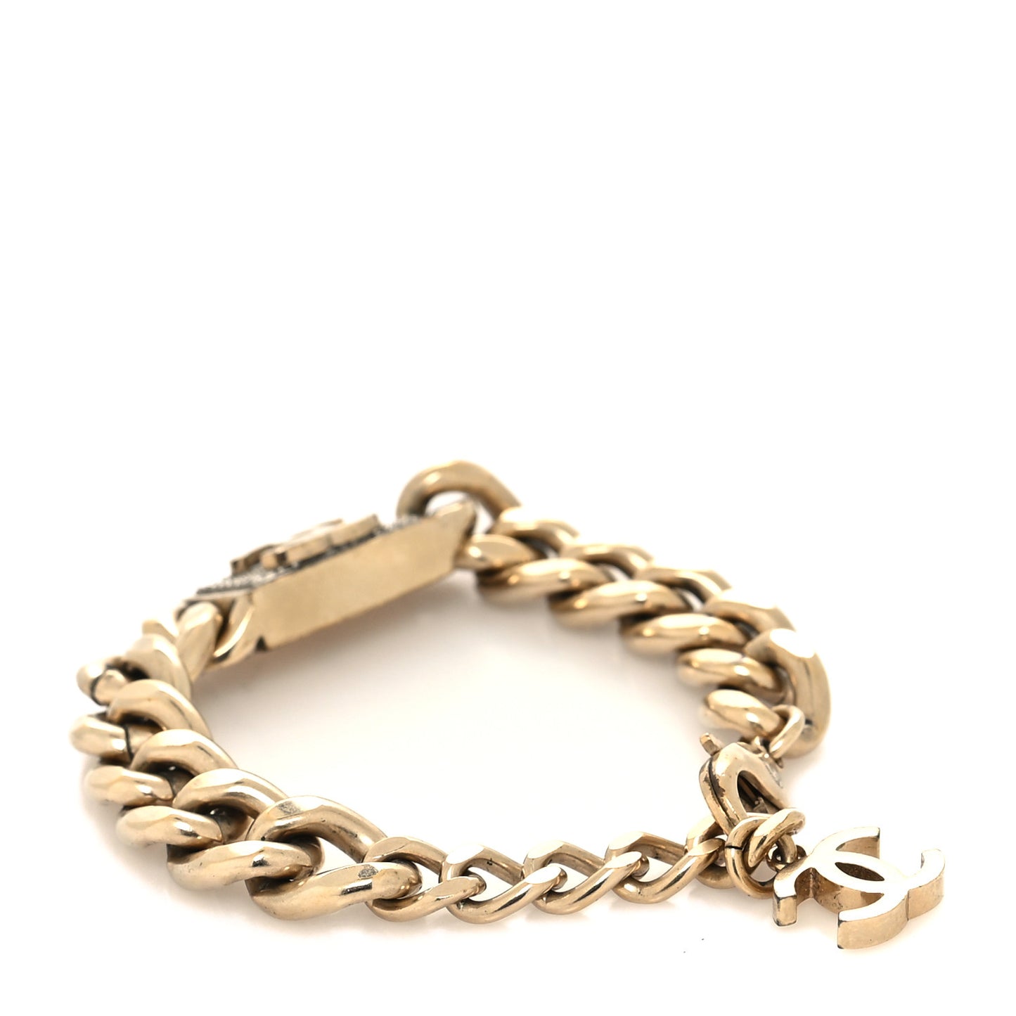 Crystal Chain CC Bracelet Gold
