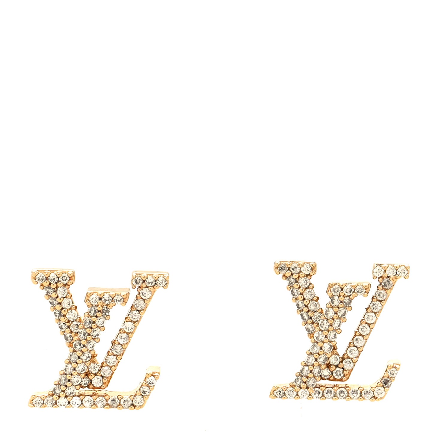 Metal Crystal LV Iconic Earrings Gold