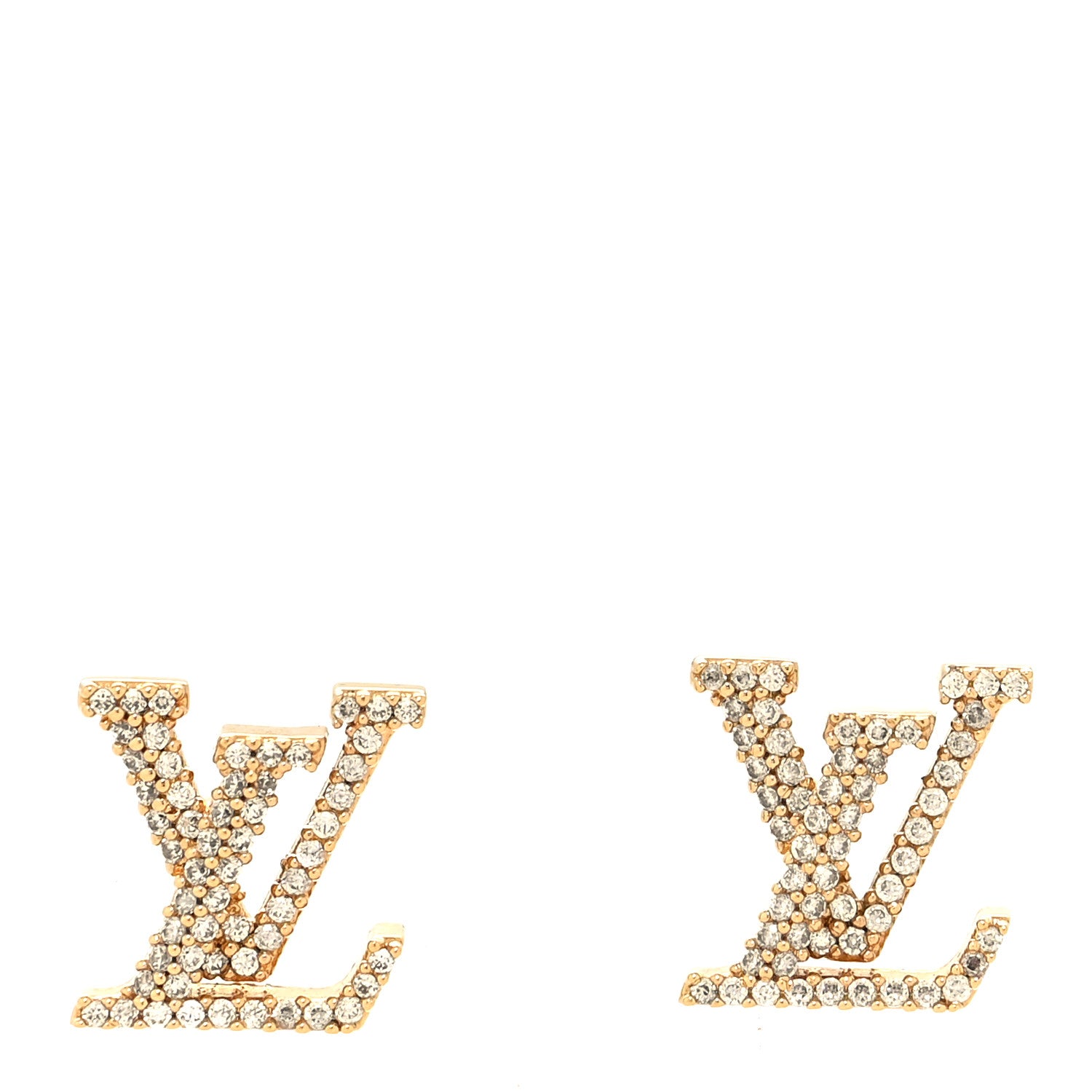 Louis Vuitton Metal Crystal LV Iconic Earrings Gold 1 of 5