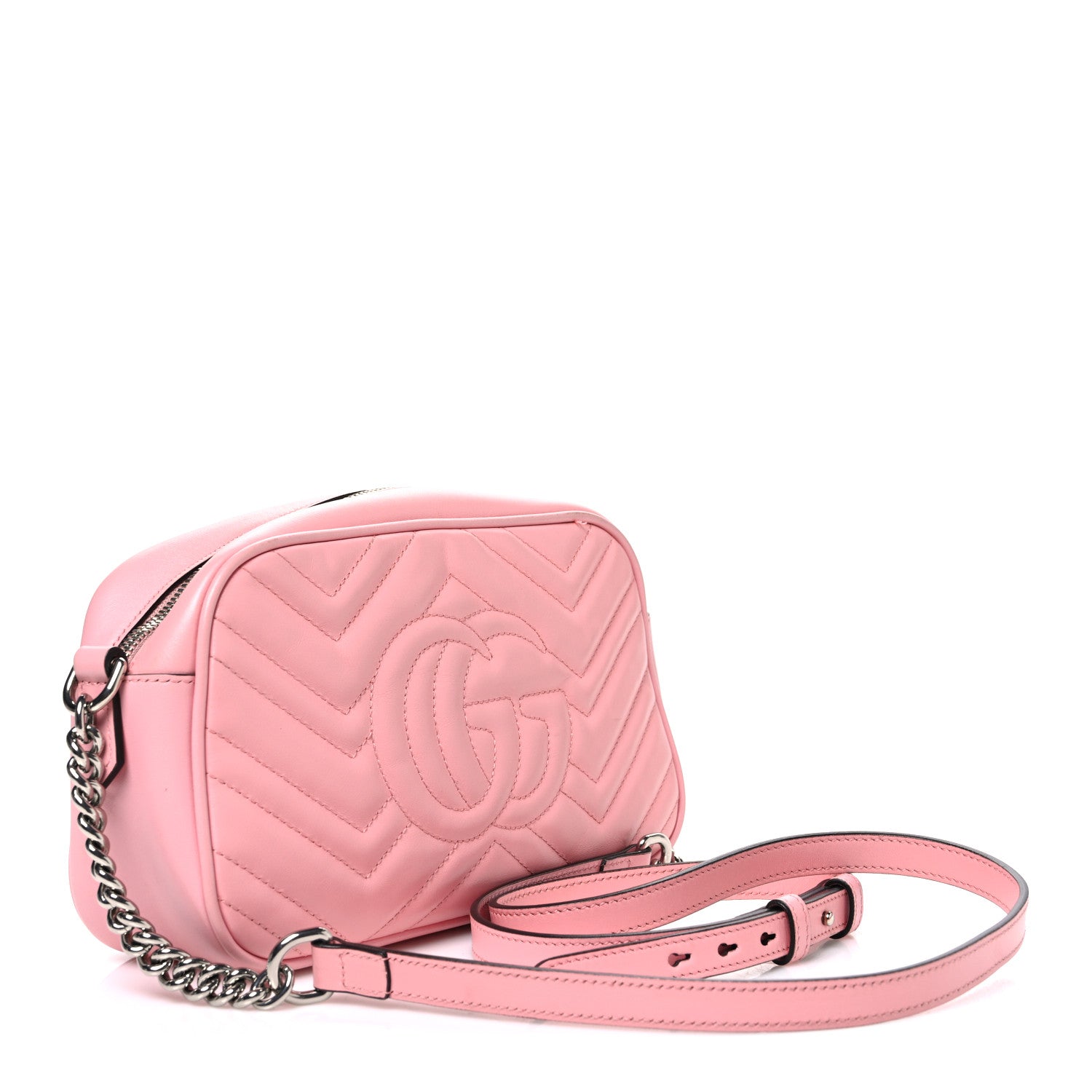 Gucci Calfskin Matelasse Small GG Marmont Camera Bag  Wild Rose 3 of 10