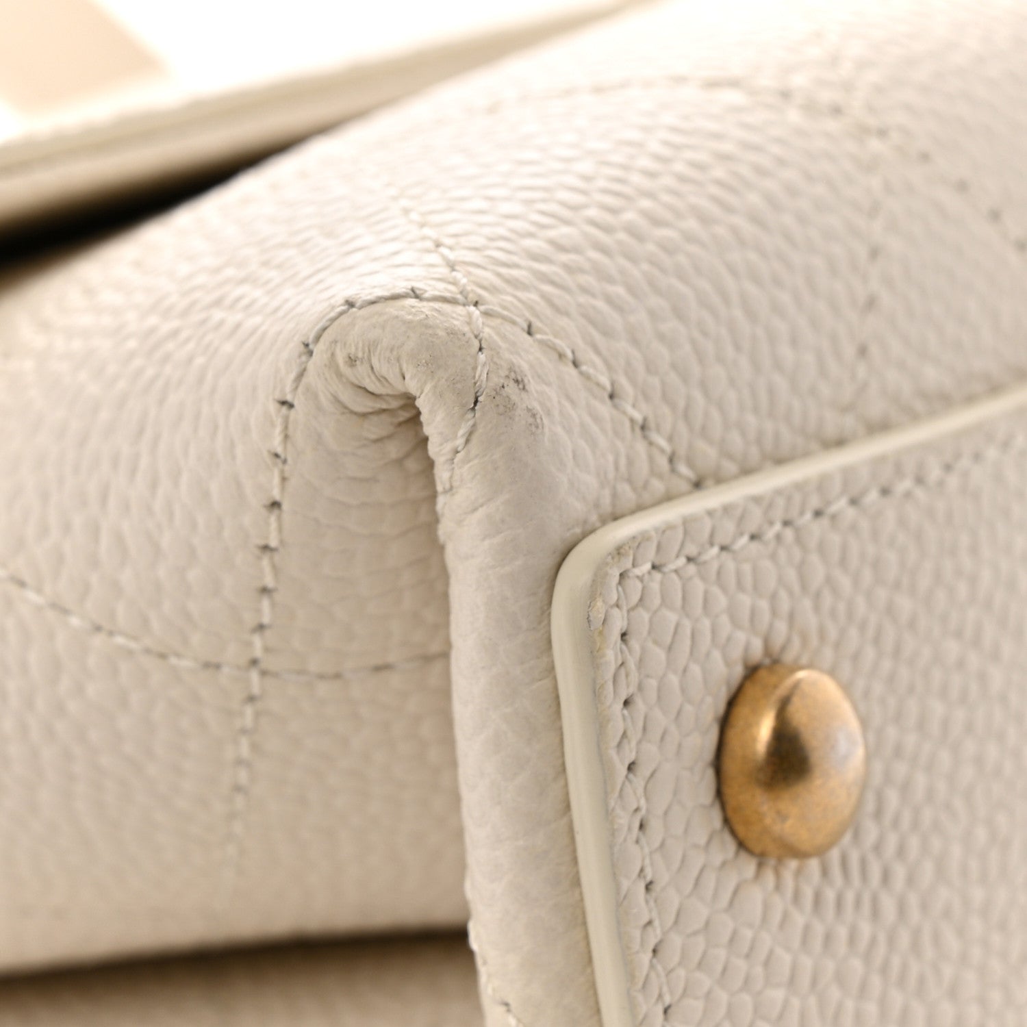 Chanel Grained Calfskin Small Stitched Flap White 15 of 16