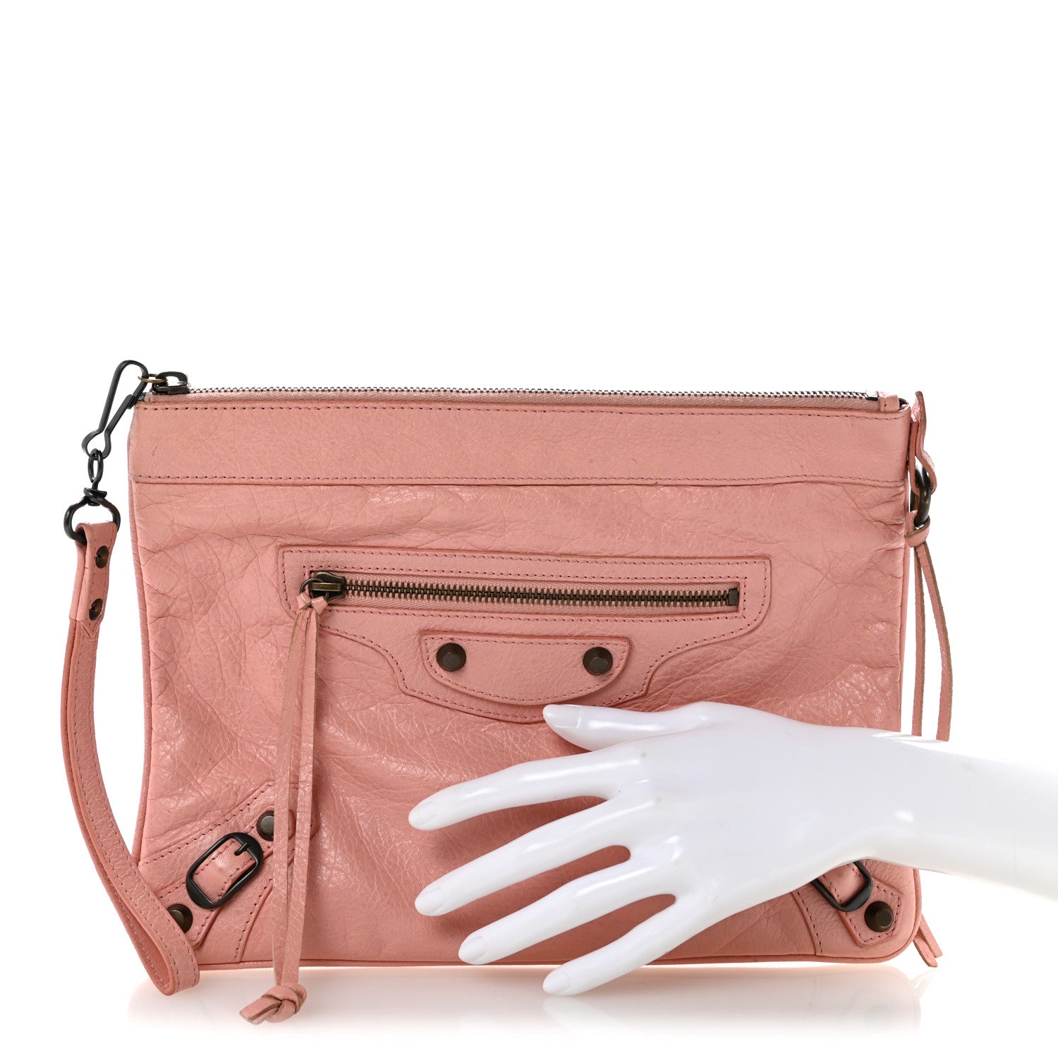 Balenciaga Agneau Classic Hardware Flat Handle Clutch Rose Peche 2 of 15