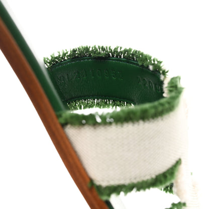 Hermes Calfskin Canvas Oran Fringe Sandals 37 Vert 6 of 9