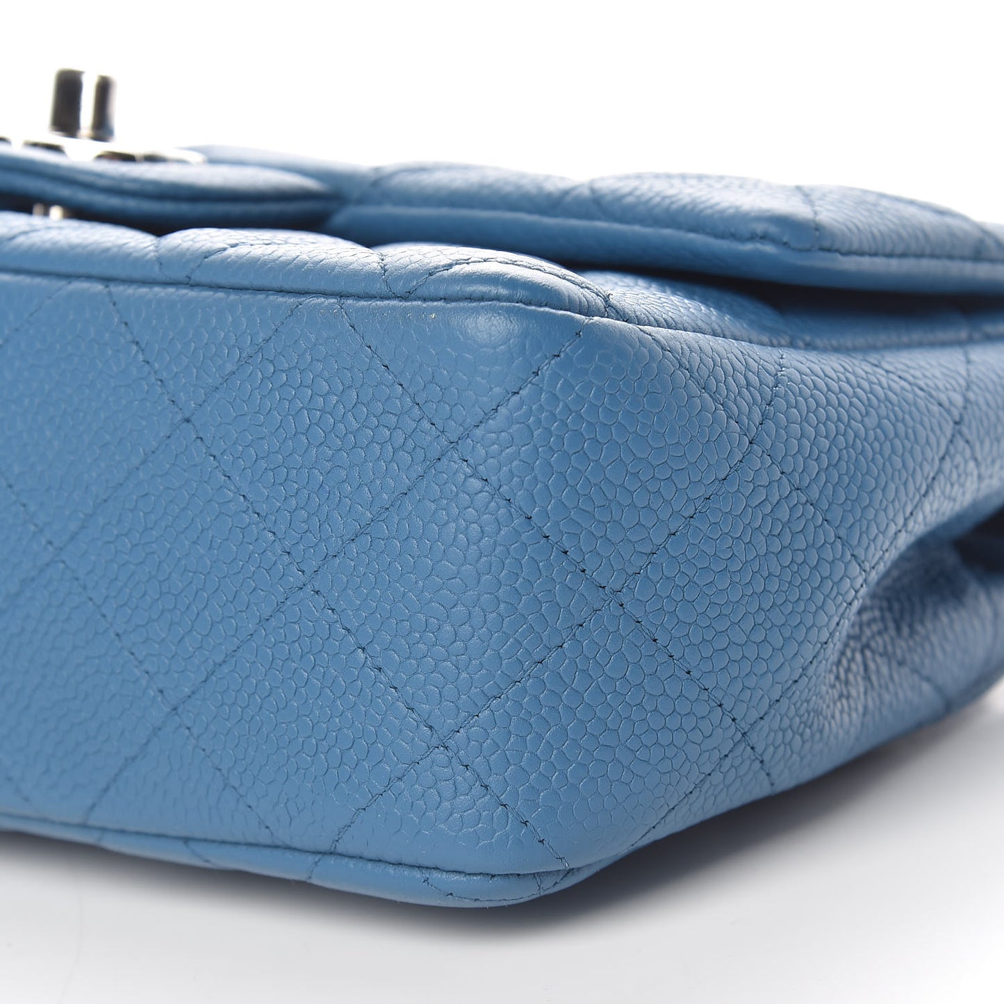 Caviar Quilted Mini Rectangular Flap Blue