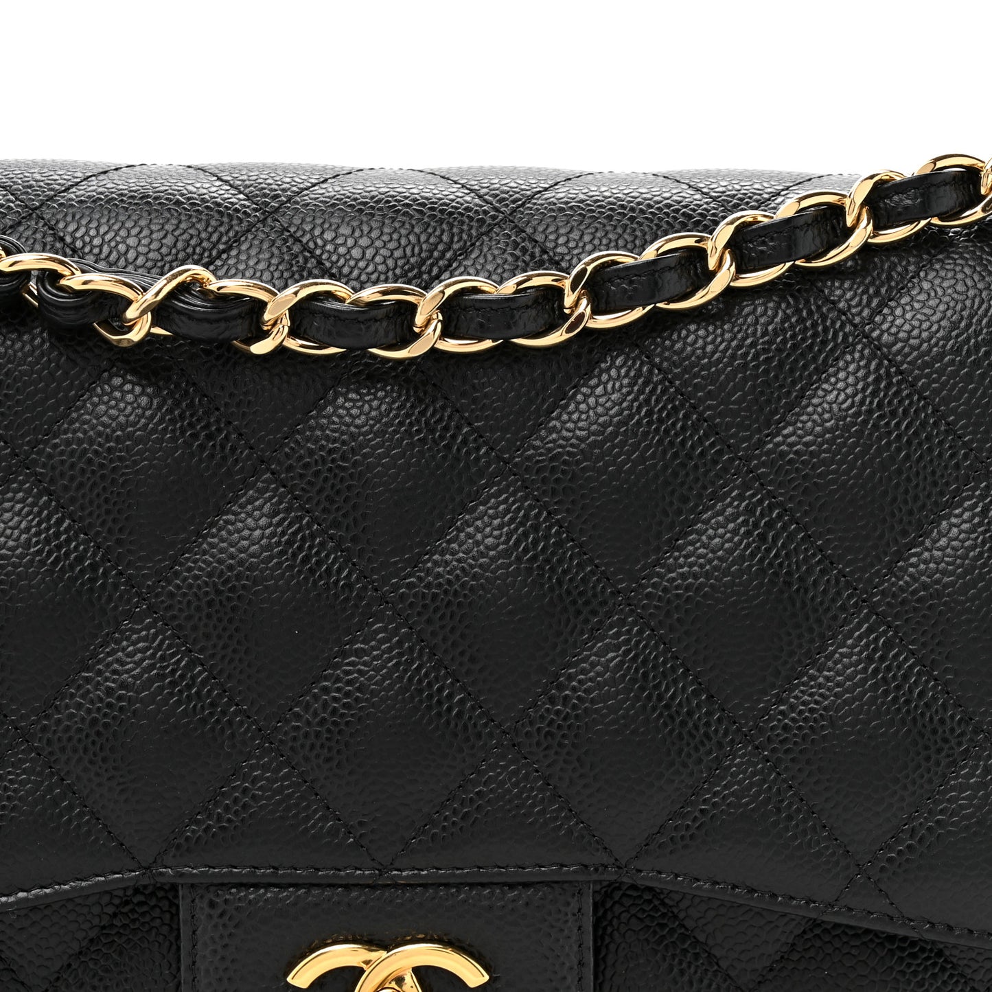Caviar Quilted Jumbo Double Flap Black