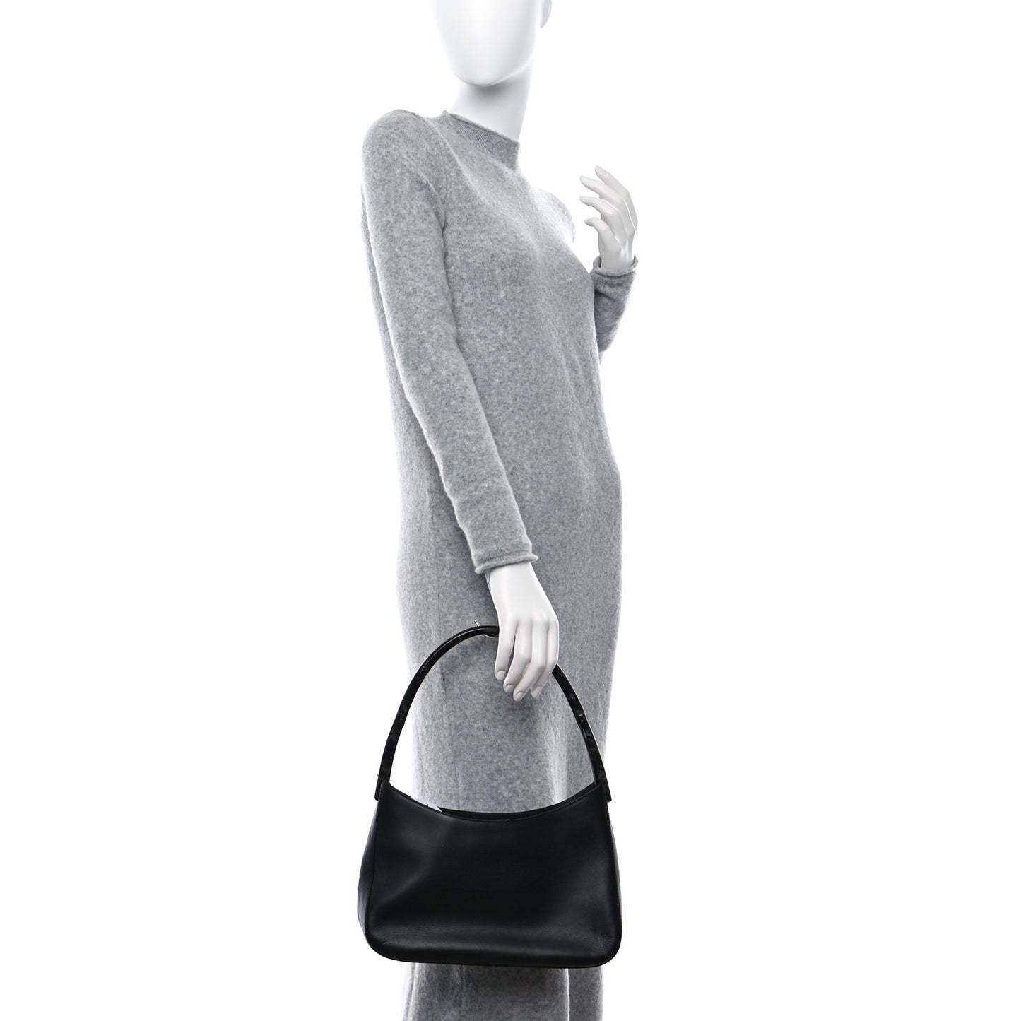 Saffiano Logo Embossed Shoulder Bag Black