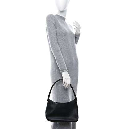 Prada Saffiano Logo Embossed Shoulder Bag Black 2 of 12