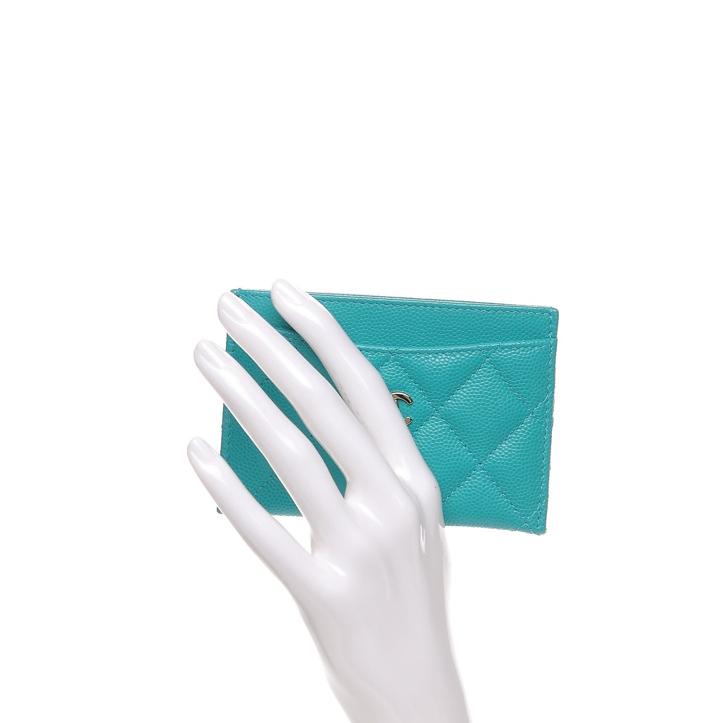 Caviar Quilted Card Holder Turquoise