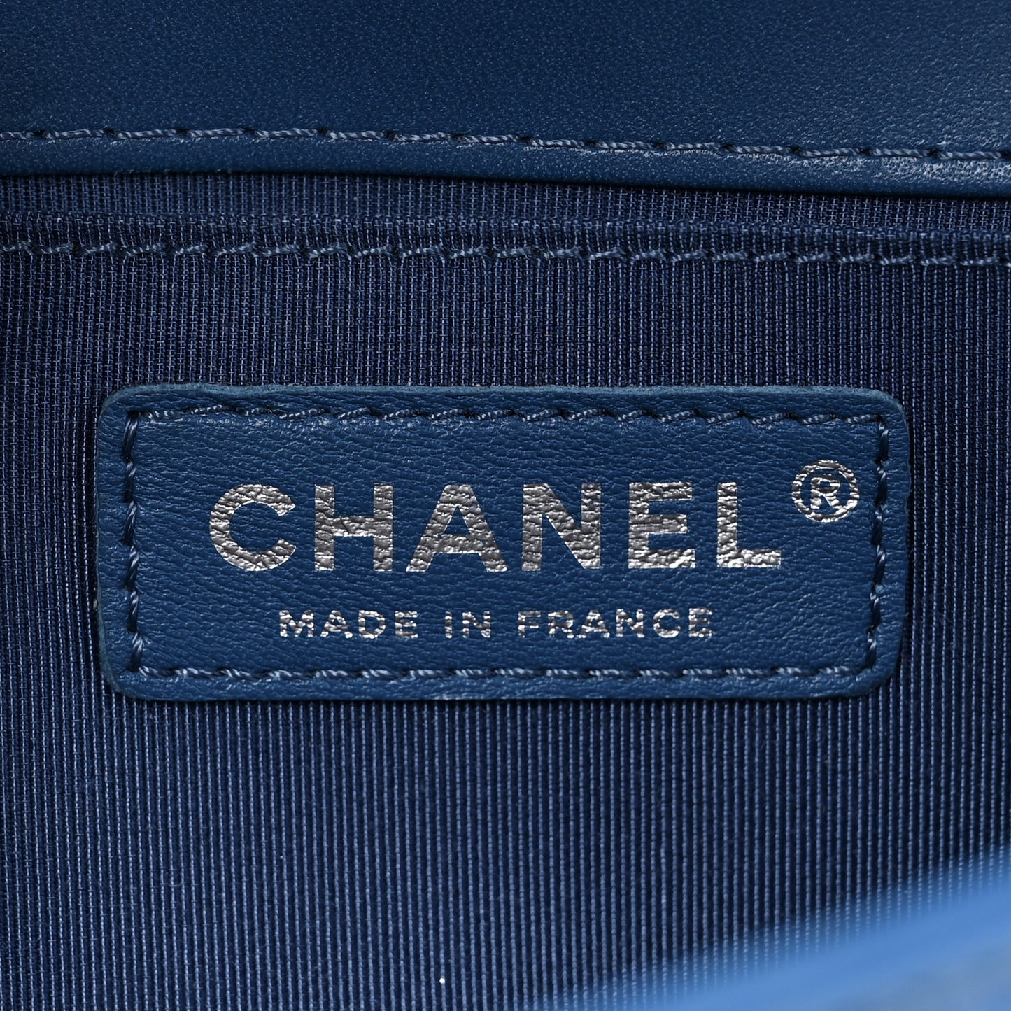 Lambskin Rubber Quilted Medium Two Tone Boy Flap Blue Black