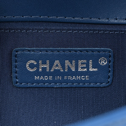 Chanel Lambskin Rubber Quilted Medium Two Tone Boy Flap Blue Black 6 of 15