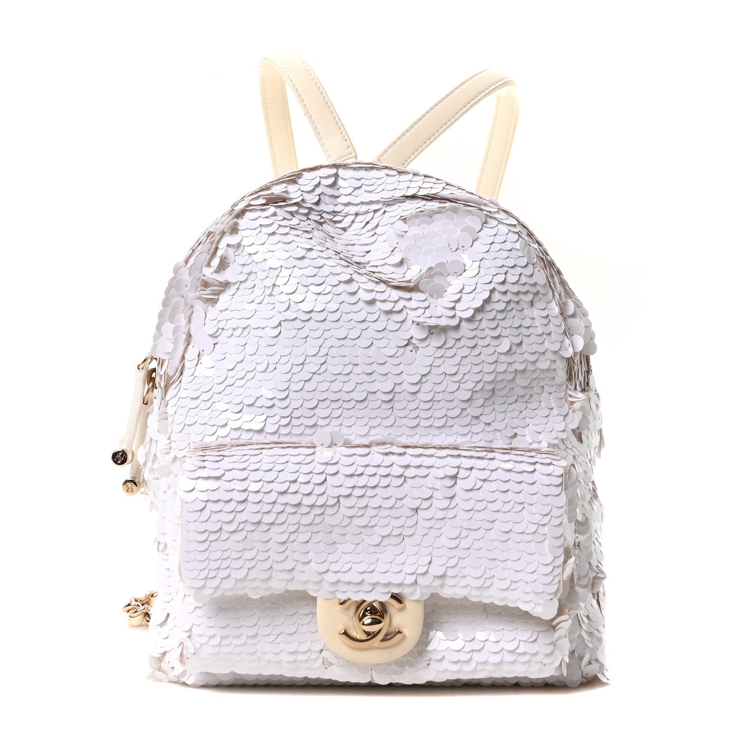 Chanel Sequin Lambskin CC Backpack White 1 of 10