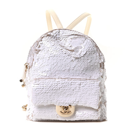 Chanel Sequin Lambskin CC Backpack White 1 of 10