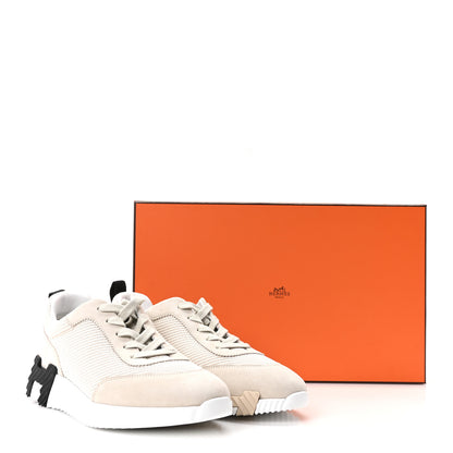 Hermes Airy Mesh Suede Goatskin Womens Bouncing Sneakers 39 Beige Glasie 10 of 10