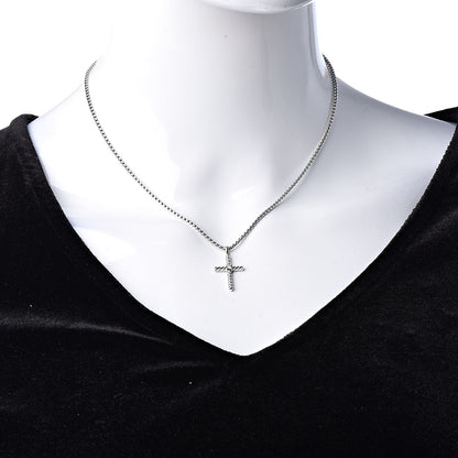 David Yurman Sterling Silver Diamond Cable Classics Cross Necklace 2 of 6