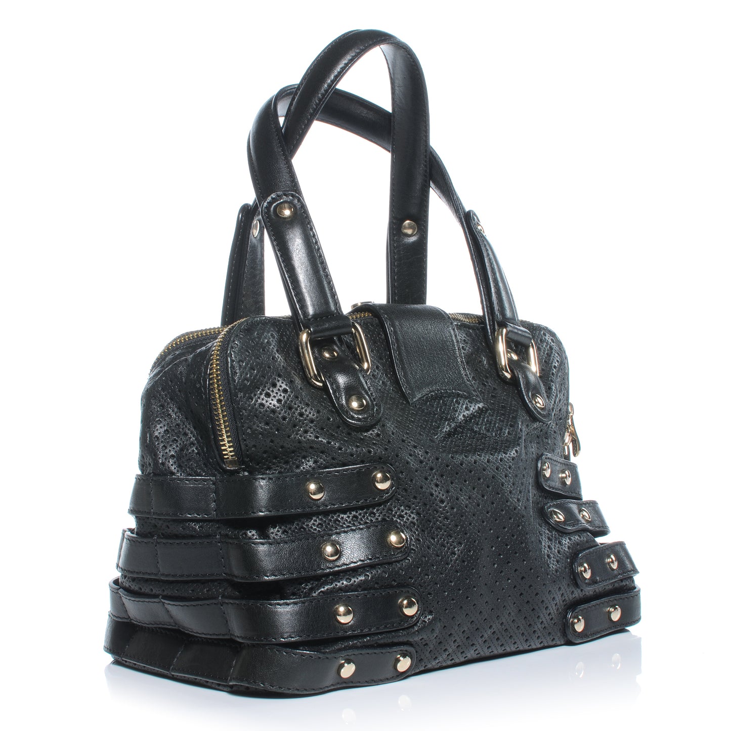 Leather Perforated Blythe M Handbag Black