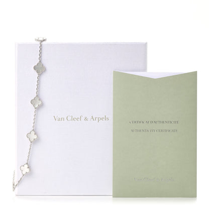 Van Cleef & Arpels 18K White Gold Mother of Pearl 10 Motifs Vintage Alhambra Necklace 6 of 6