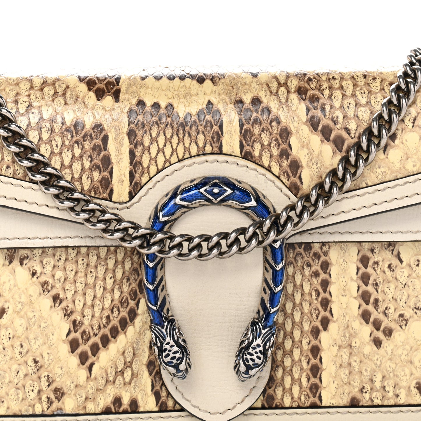 Snakeskin Azalea Calfskin Enamel Super Mini Dionysus Shoulder Bag New Rock White Electric Blue