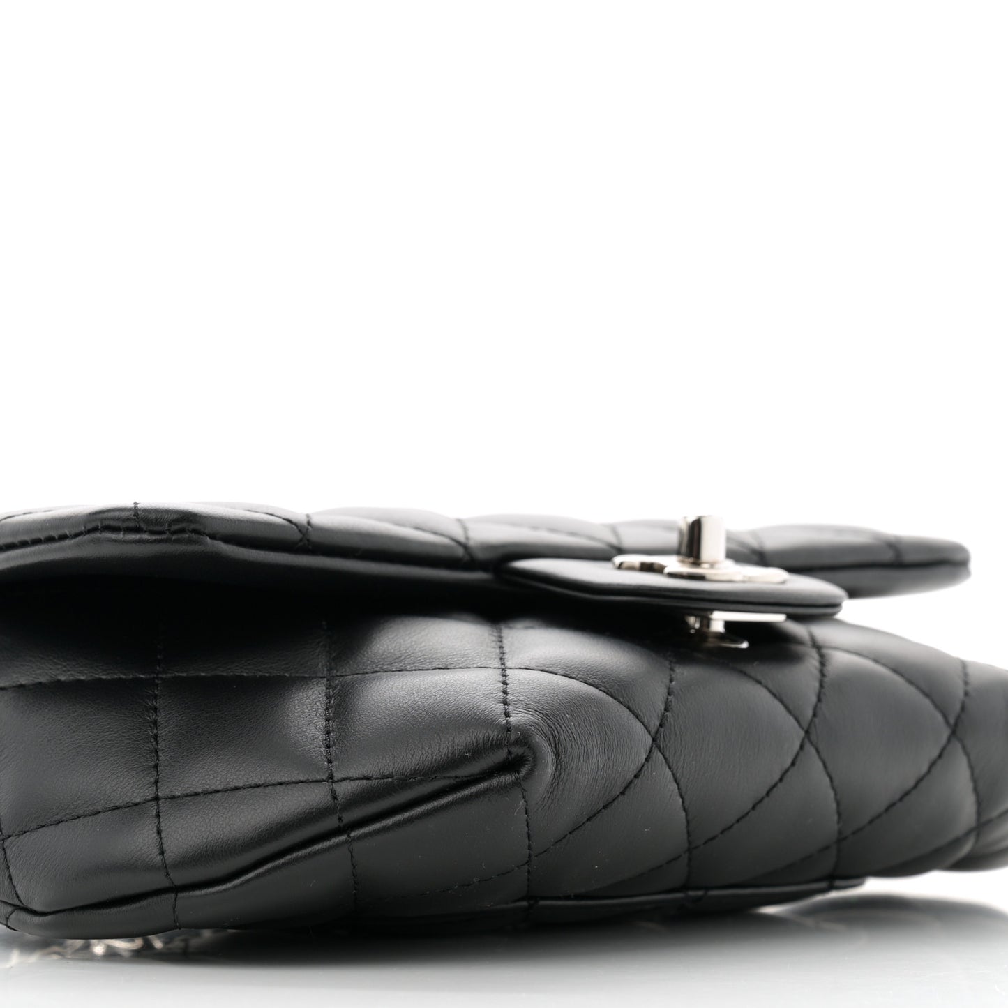 Calfskin Quilted CC Uniform Flap Belt Bag Black