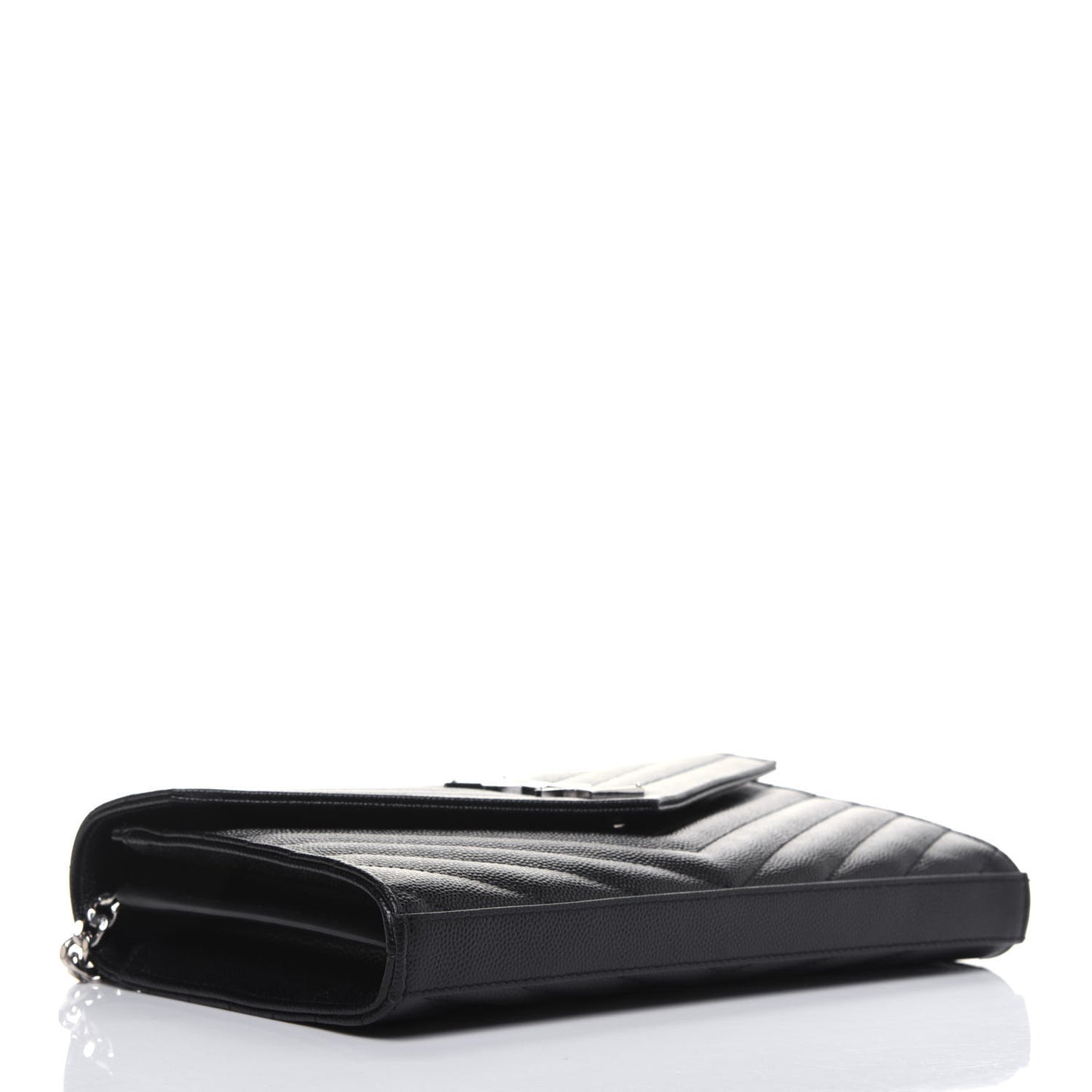 Grain De Poudre Matelasse Chevron Monogram Chain Wallet Black