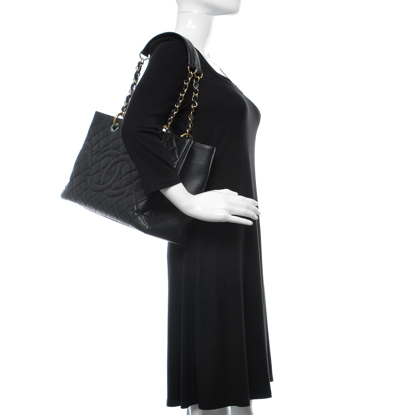 Caviar Quilted Grand Shopping Tote GST Black
