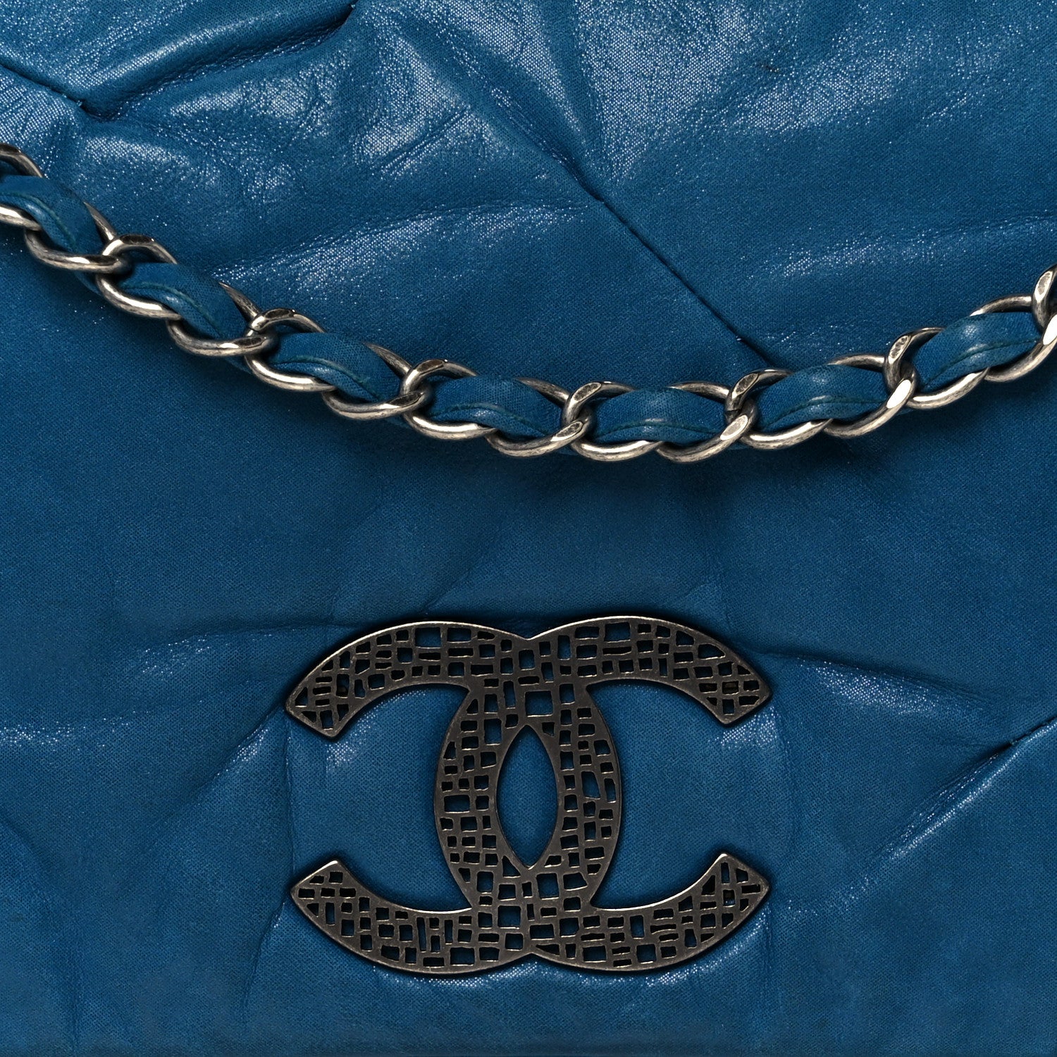 Chanel Iridescent Calfskin Glint Flap Blue 8 of 10