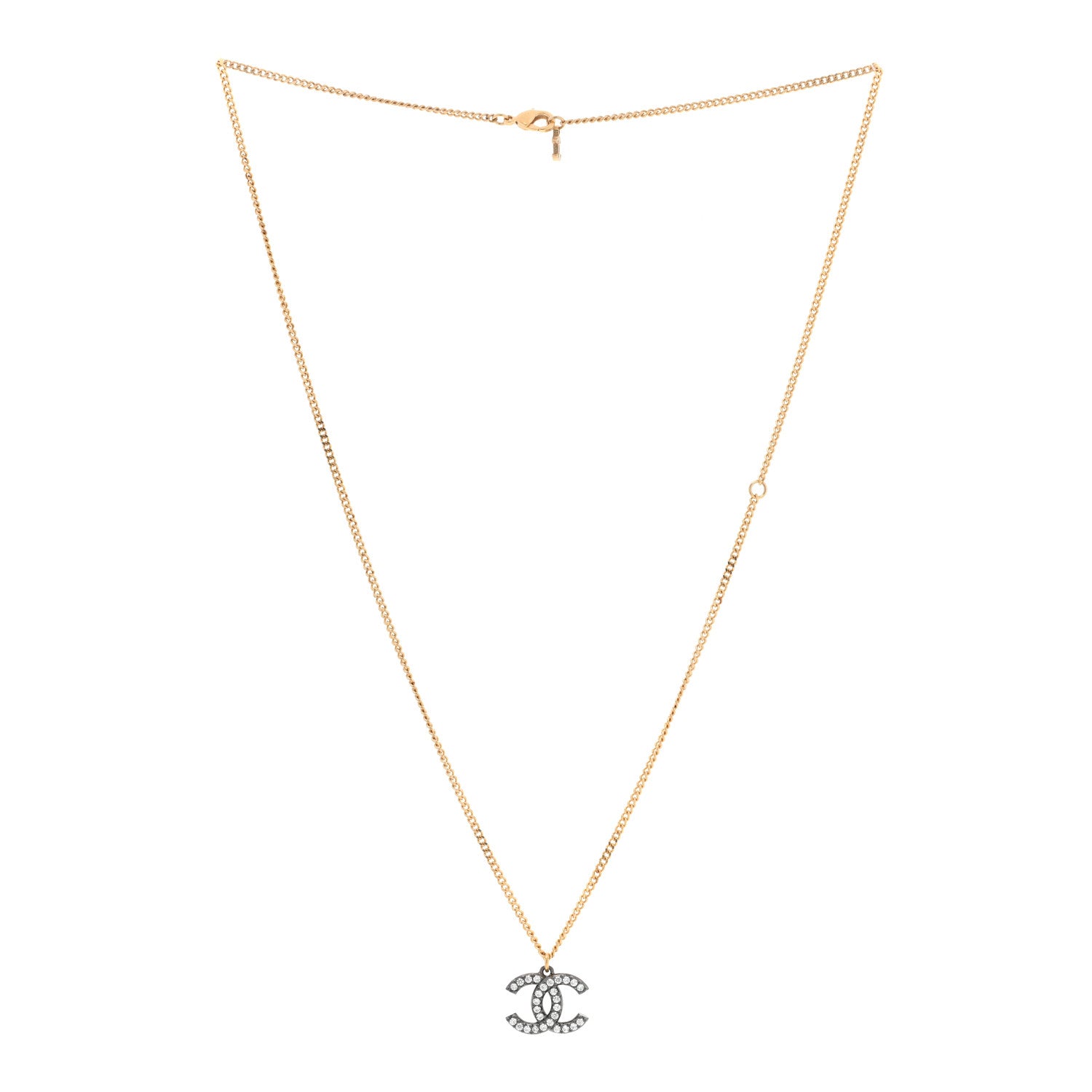 Chanel Crystal CC Necklace Gold Ruthenium 3 of 5