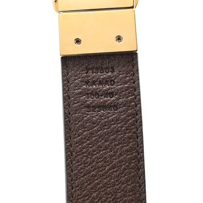 Gucci GG Supreme Monogram Textured Dollar Calfskin Squared Interlocking G 30mm Reversible Belt 100 40 Beige Ebony New Acero 4 of 4