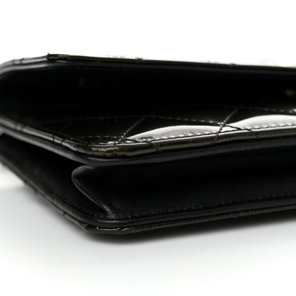 Chanel Striated Patent Quilted Wallet on Chain WOC Black 10 of 12