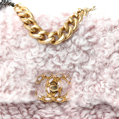 Chanel Shearling Sheepskin Medium Chanel 19 Flap Light Pink 10 of 11