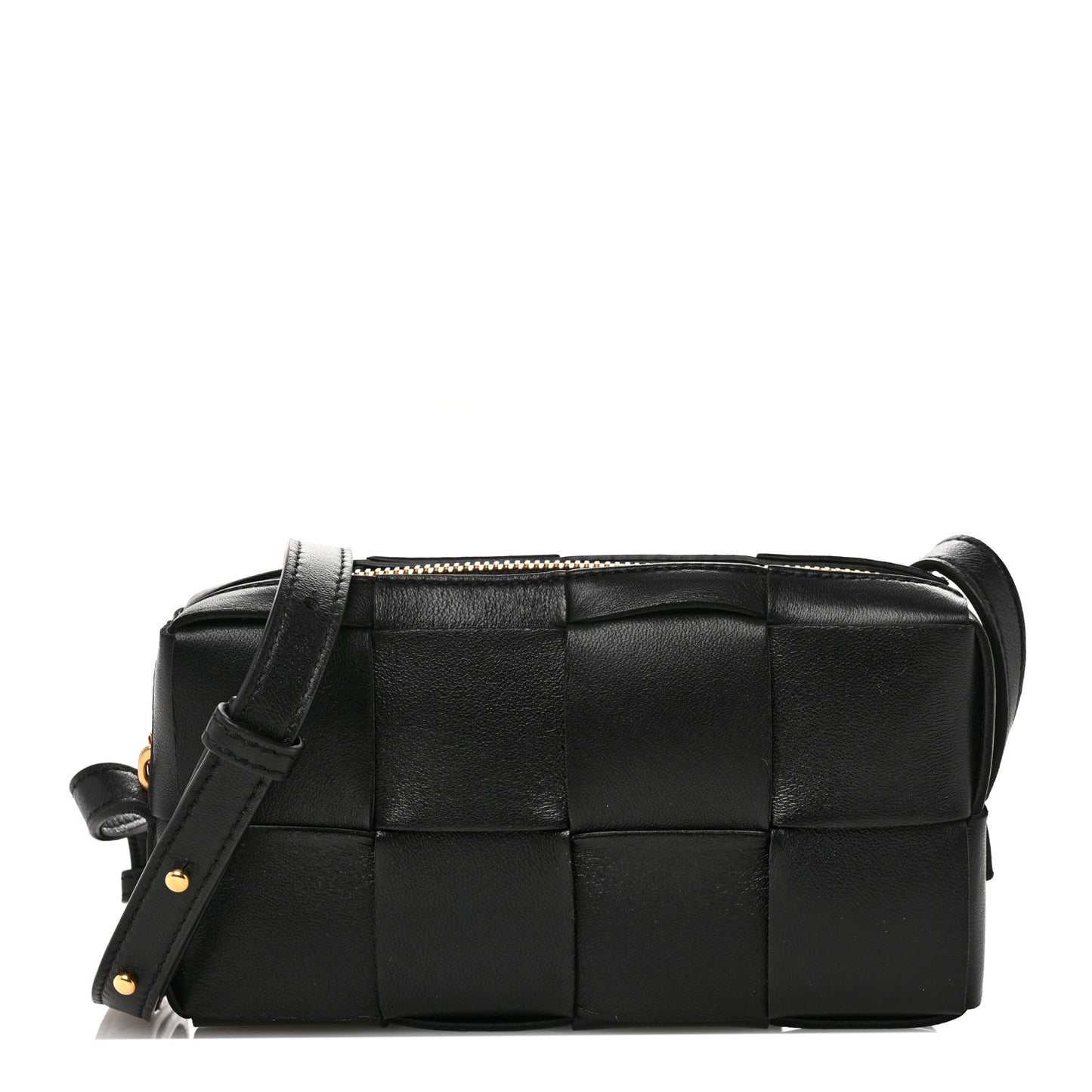 Lambskin Maxi Intreccio Cassette Phone Pouch Crossbody Bag Black
