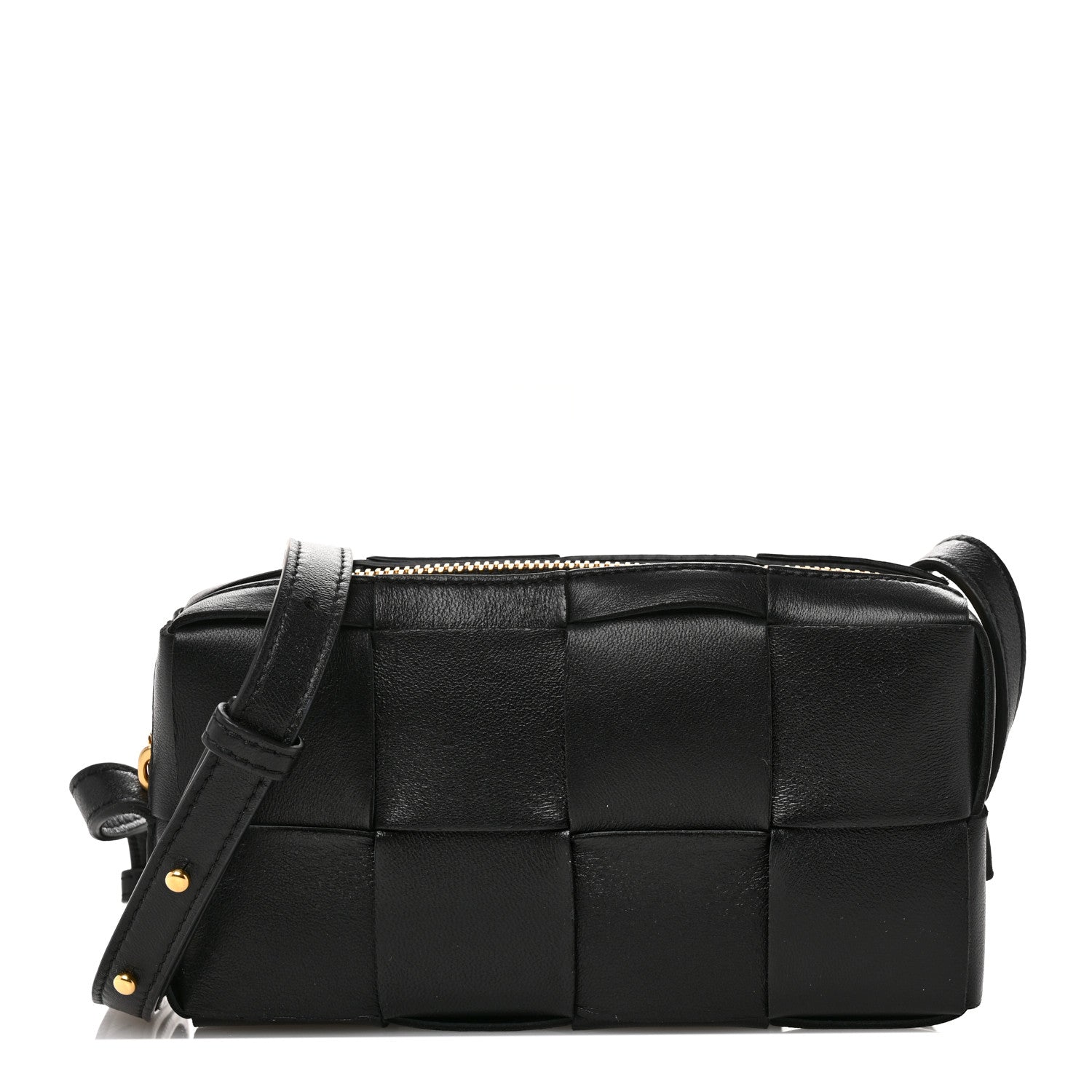 Bottega Veneta Lambskin Maxi Intreccio Cassette Phone Pouch Crossbody Bag Black 1 of 9