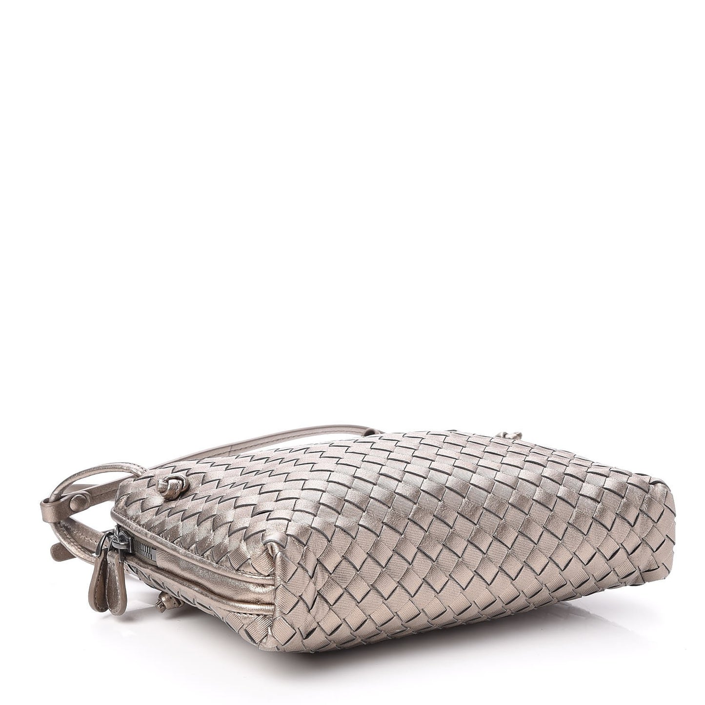 Metallic Grosgrain Intrecciato Pillow Crossbody Messenger Fume