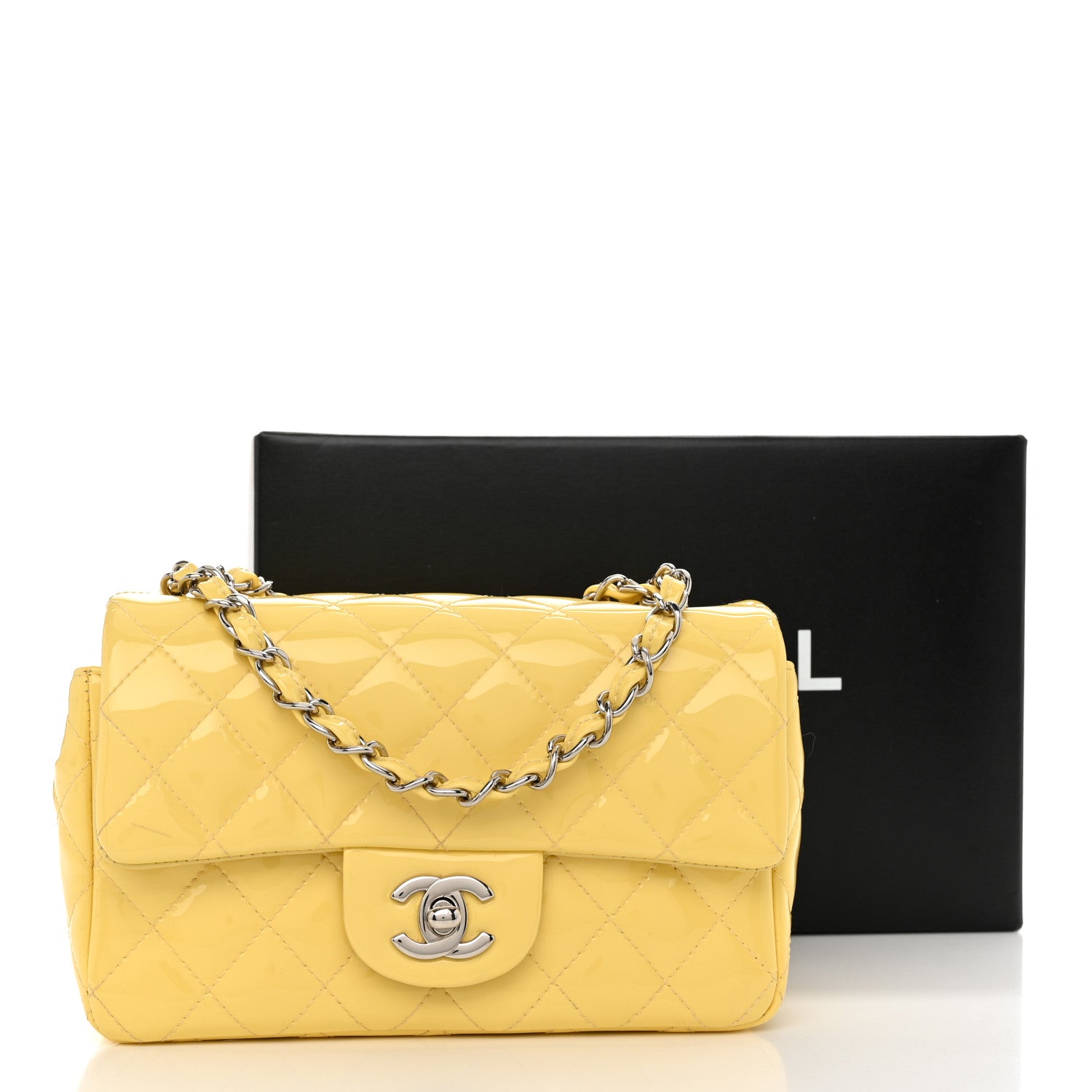 Chanel Patent Quilted Mini Rectangular Flap Yellow 12 of 12