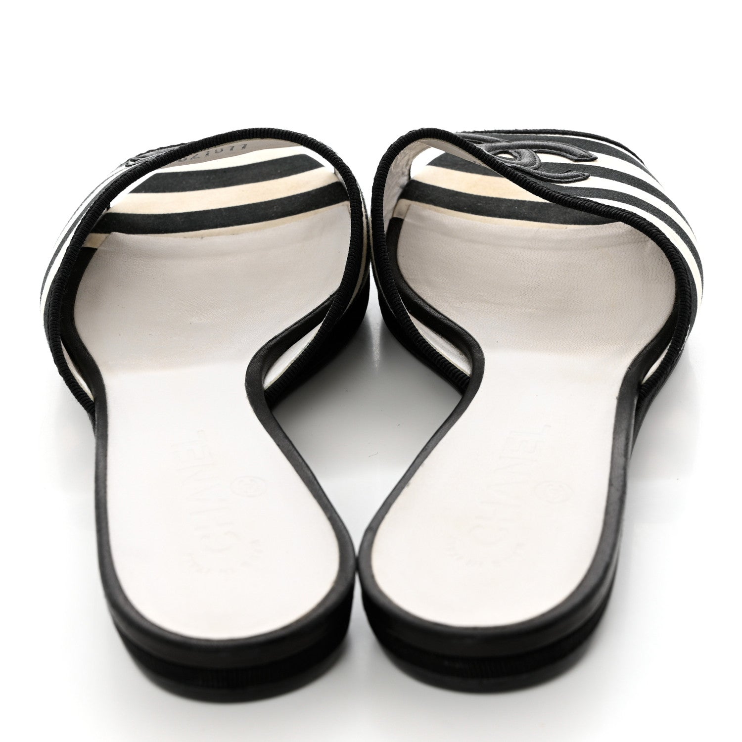 Chanel Striped CC Mules 41 Black White 10 of 12