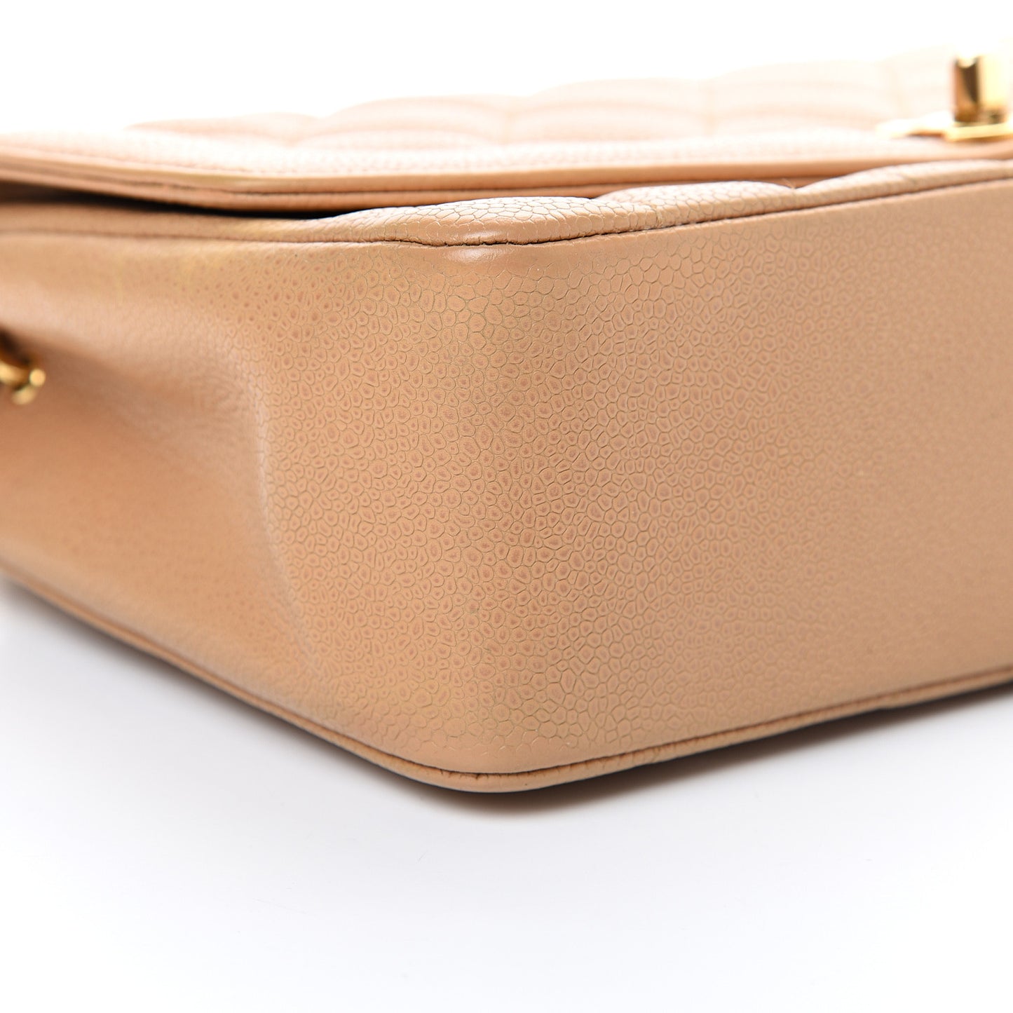Caviar Quilted Medium Single Flap Beige