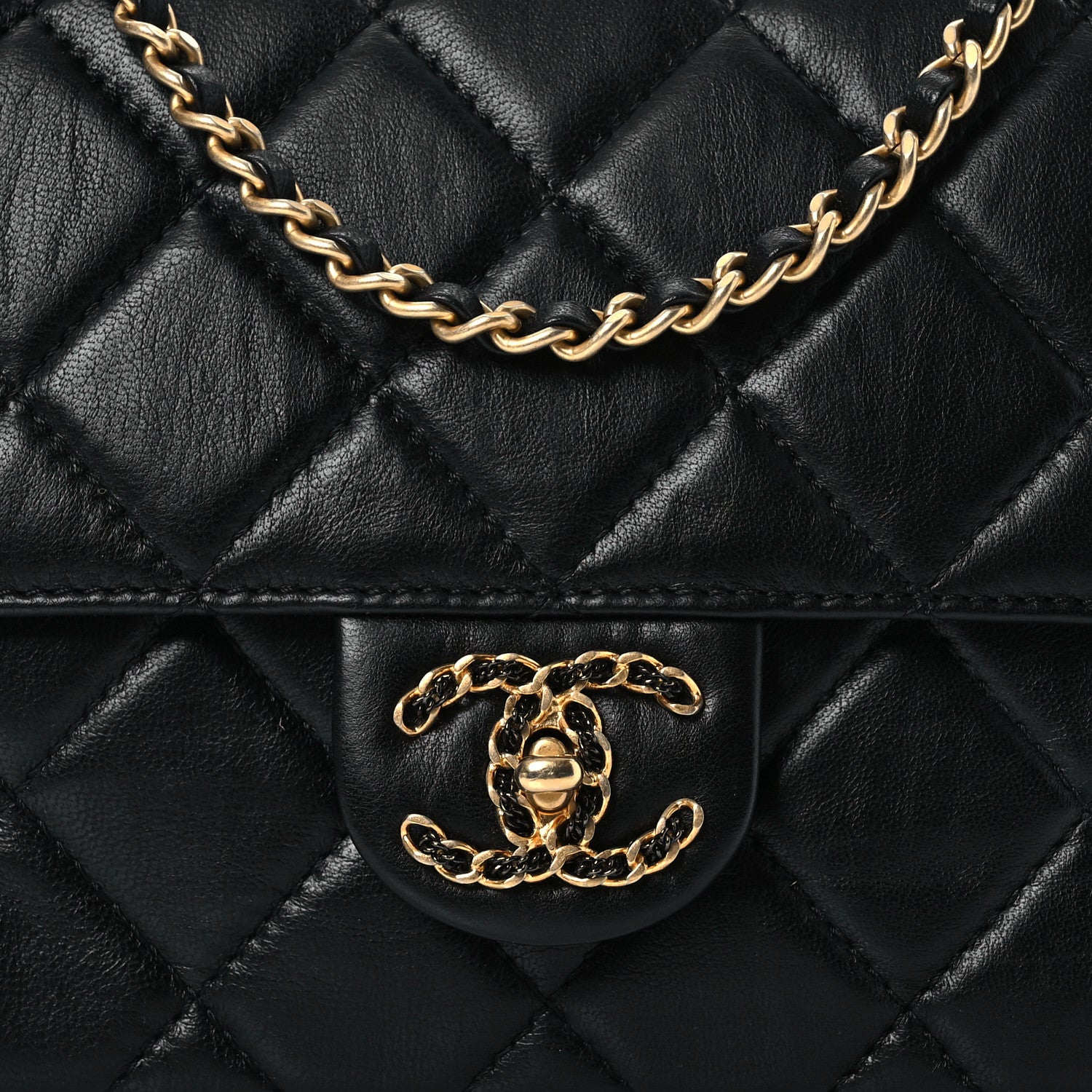Chanel Lambskin Quilted Chanel Square Flap Black 9 of 11