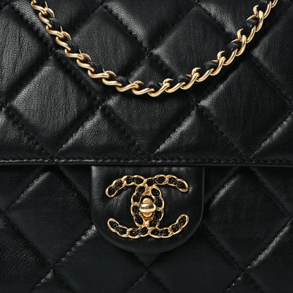 Chanel Lambskin Quilted Chanel Square Flap Black 9 of 11