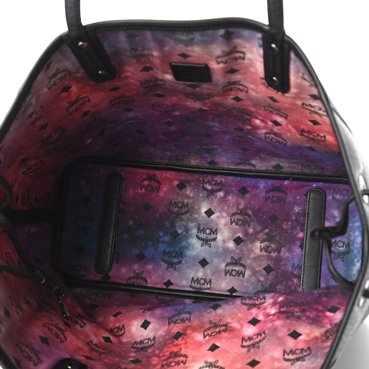 Metallic Galaxy Visetos Medium Project Reversible Shopper Tote Black Multicolor