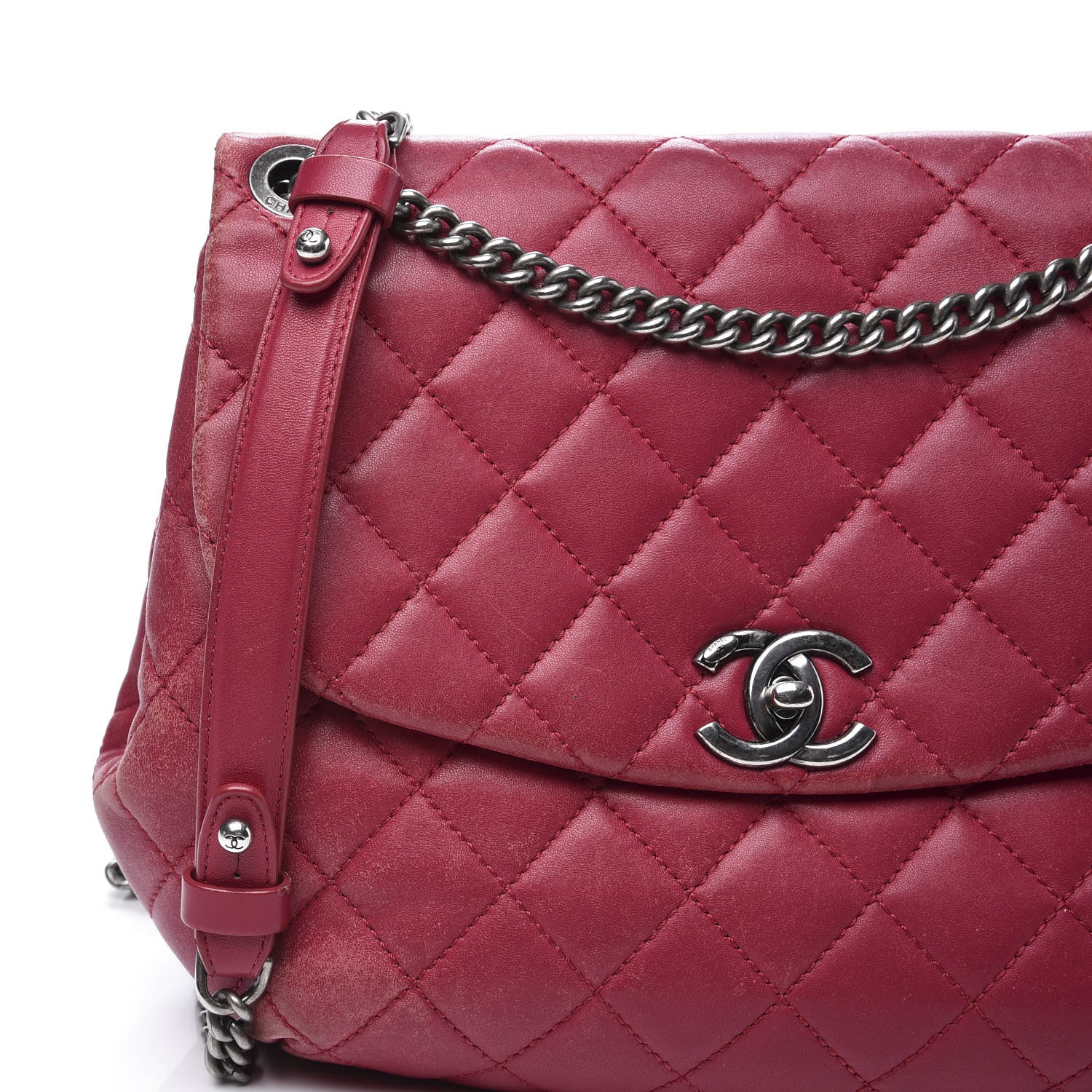 Chanel Lambskin Quilted Large Daily Supple Flap Dark Pink 17 of 17