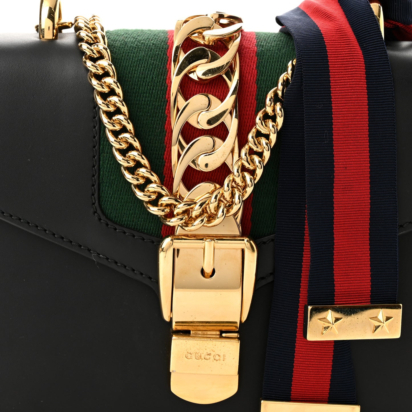 Calfskin Mini Sylvie Chain Shoulder Bag Black
