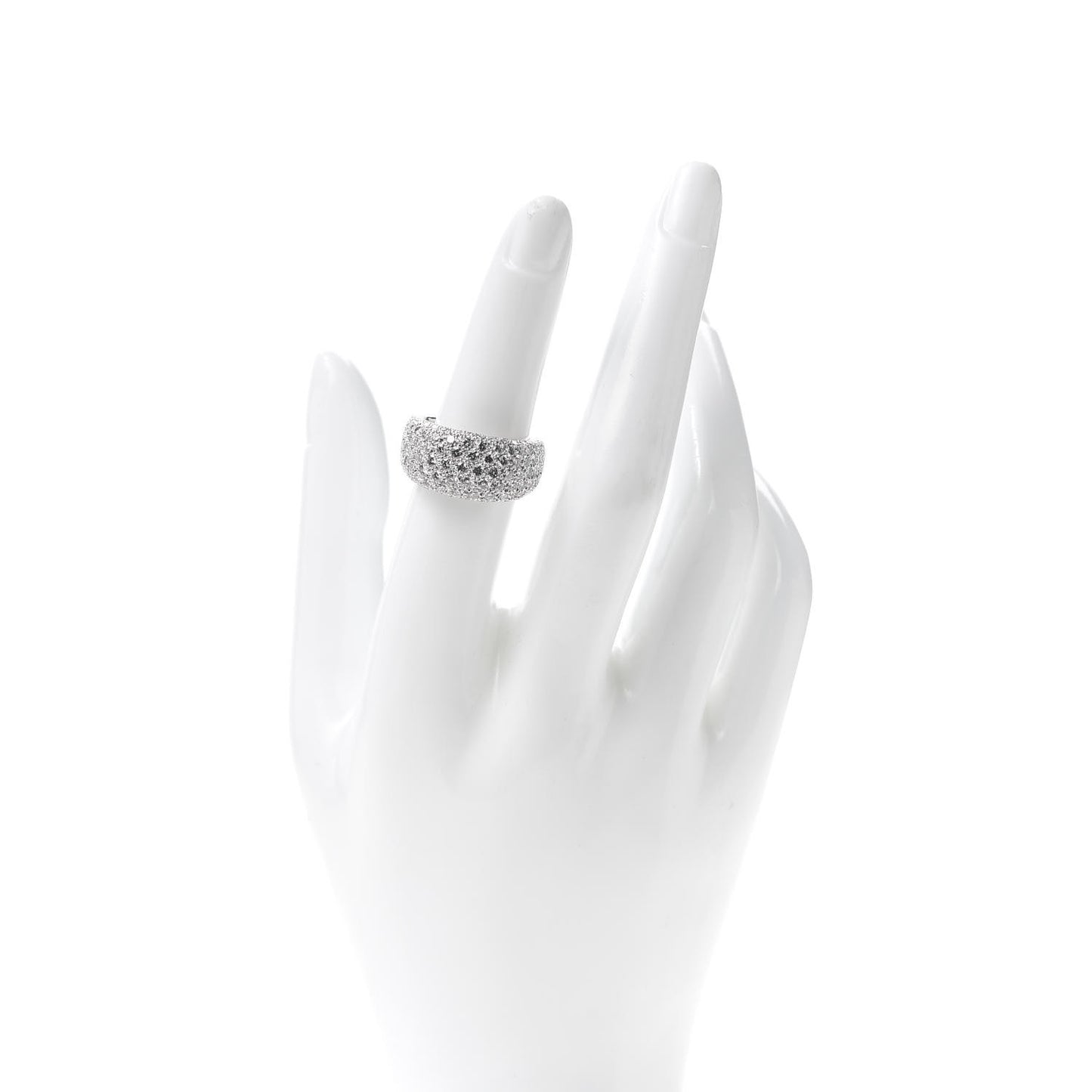 18K White Gold Diamond Nouvelle Vague Dome Ring 52 6