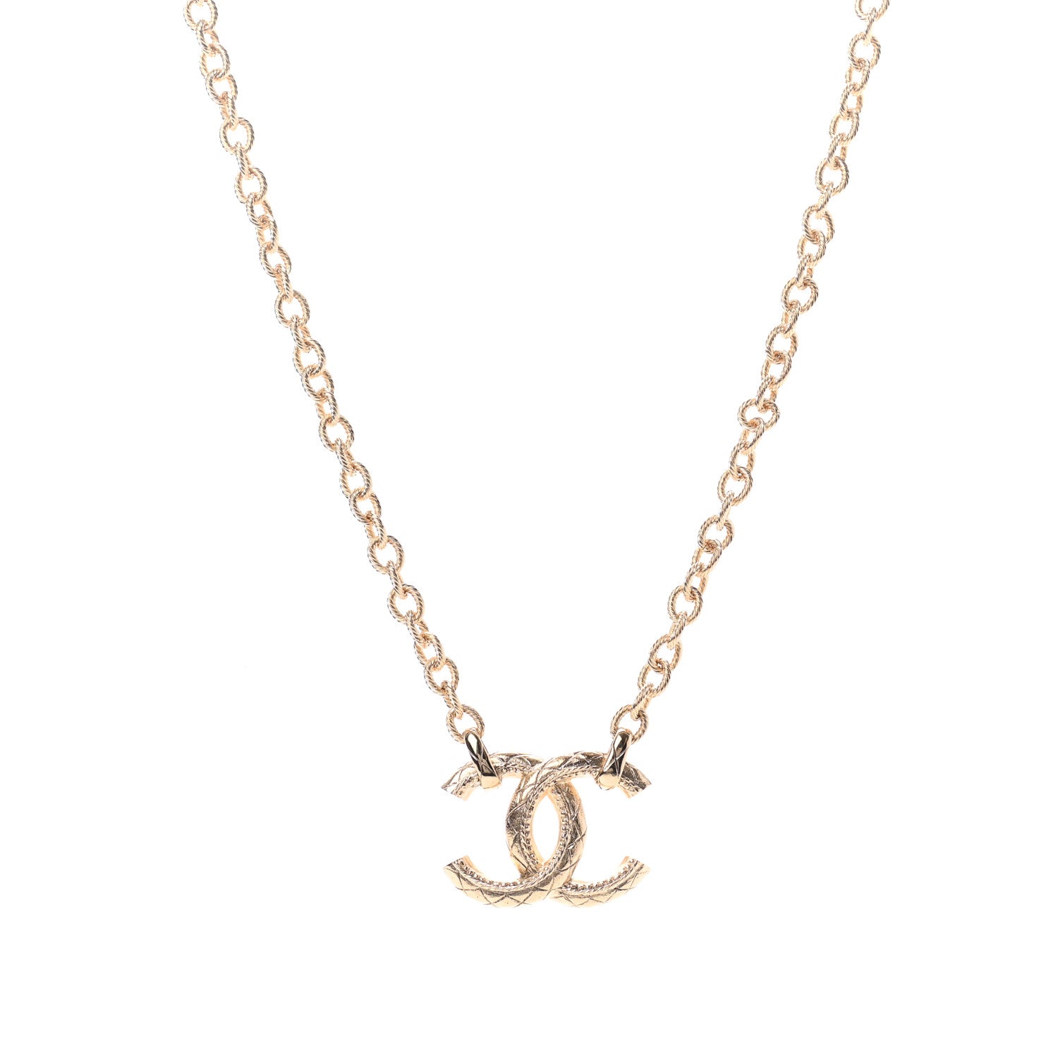 Chanel Metal Quilted CC Necklace Gold 1 of 5