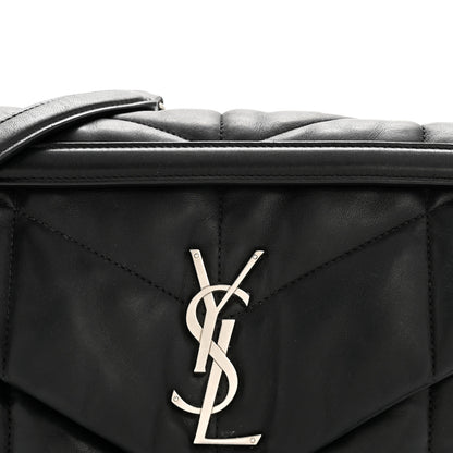 Saint Laurent Lambskin Quilted Medium Loulou Puffer Monogram Chain Satchel Black 8 of 13