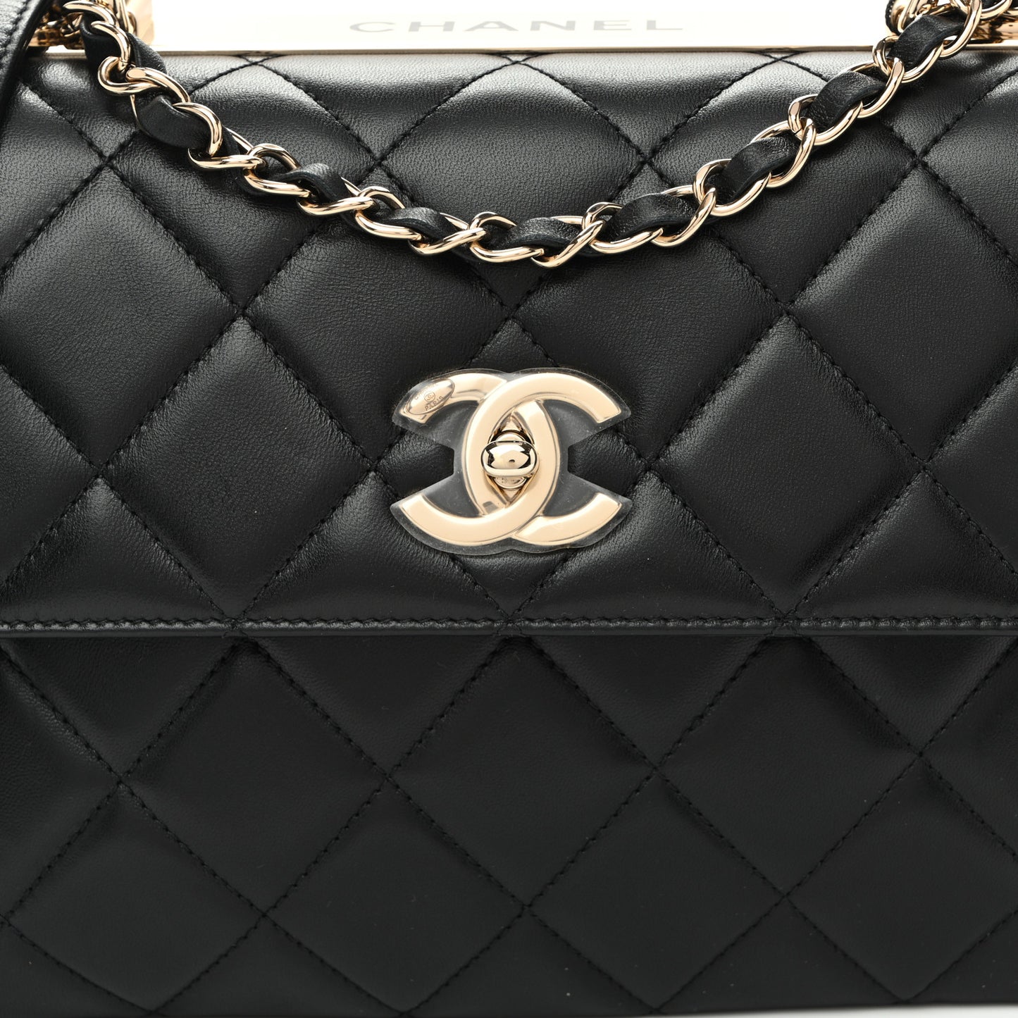 Lambskin Quilted Small Trendy CC Dual Handle Flap Bag Black