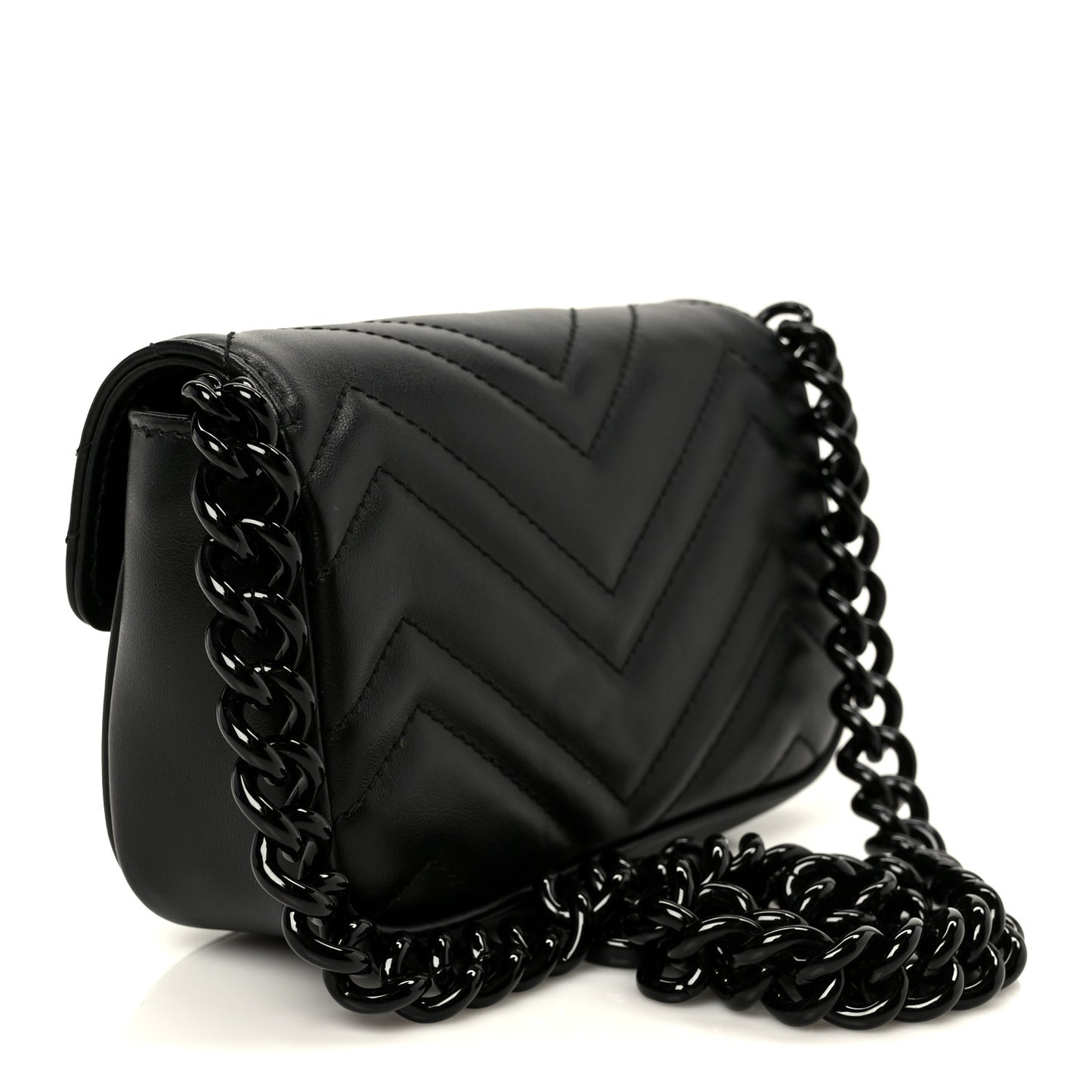 Calfskin Matelasse Monochrome GG Marmont Chain Belt Bag Black