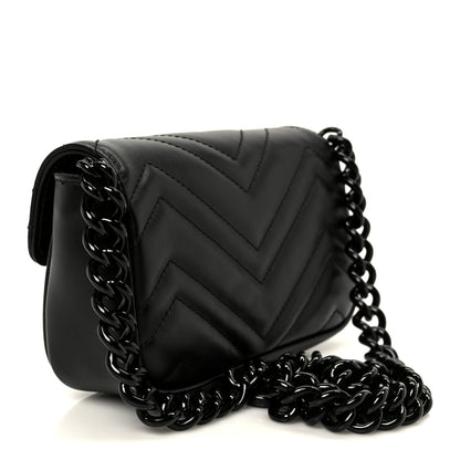 Gucci Calfskin Matelasse Monochrome GG Marmont Chain Belt Bag Black 3 of 11